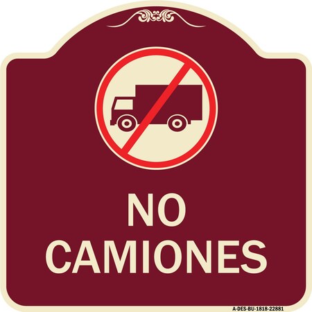 Signmission Spanish Traffic No Camiones No Trucks W/ Graphic Heavy-Gauge Aluminum Sign, 18" x 18", BU-1818-22881 A-DES-BU-1818-22881